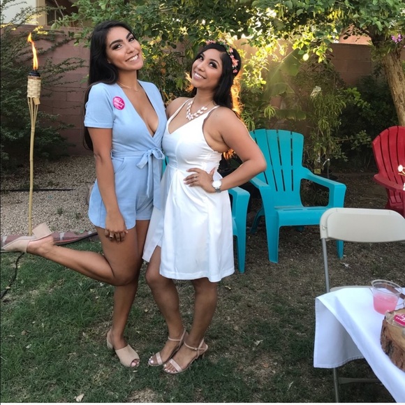 Pants - Dusty Blue Faux Suede Romper